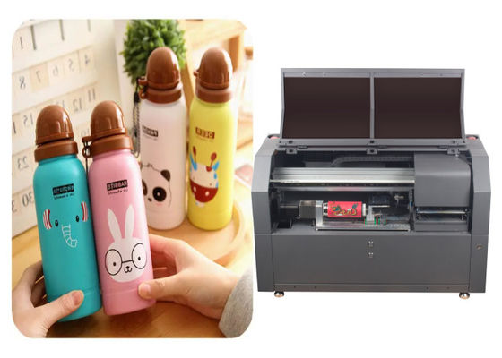 Otomatis Cmykw Cylinder Uv Printer 5 Warna Botol Label Lukisan Panjang Cetak 150-300mm